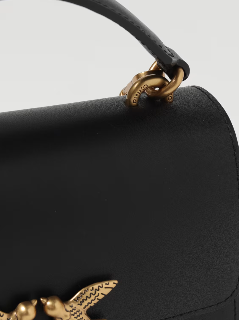 Pinko Calfskin Love One Bag Top Handle Mini Black — view 6
