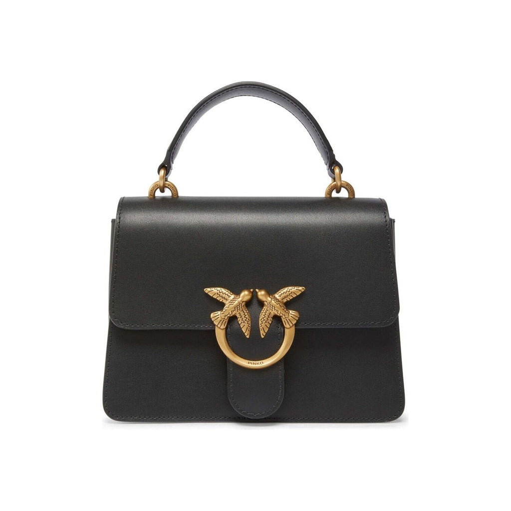 Pinko Calfskin Love One Bag Top Handle Mini Black