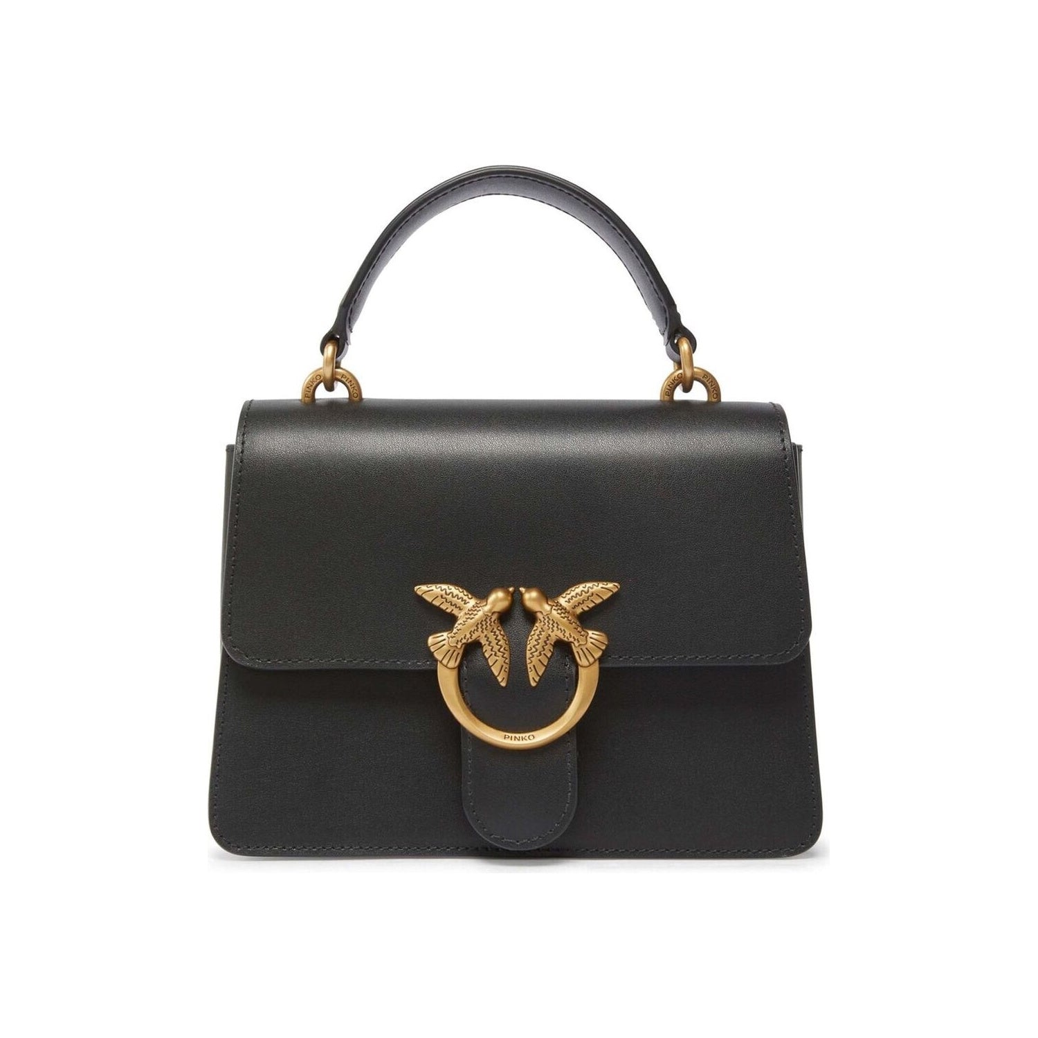 Pinko Calfskin Love One Bag Top Handle Mini Black
