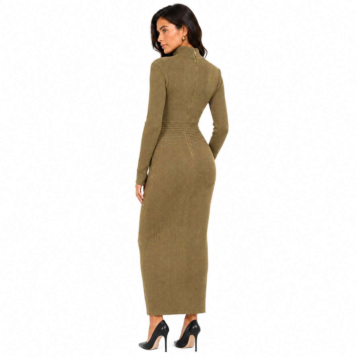Balmain Dress Ribbed Green — view 2