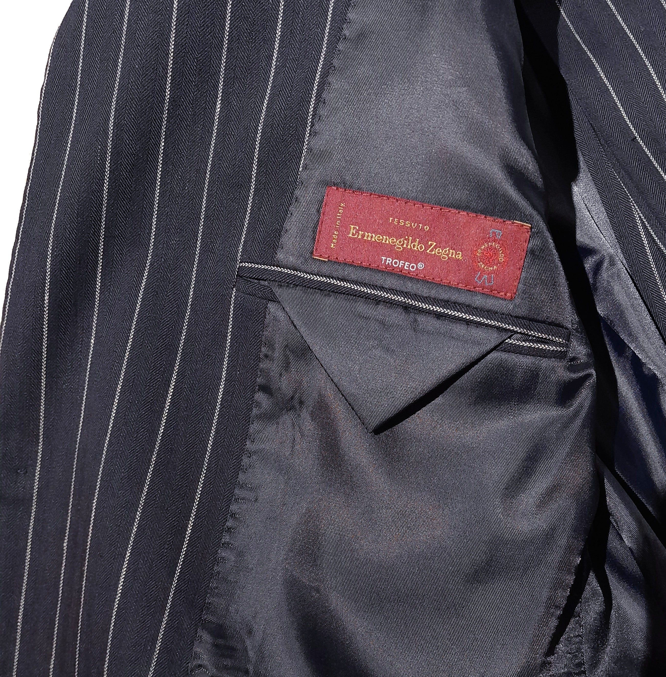 Ermenegildo Zegna Suit Wool Pinstripe Blue — view 3