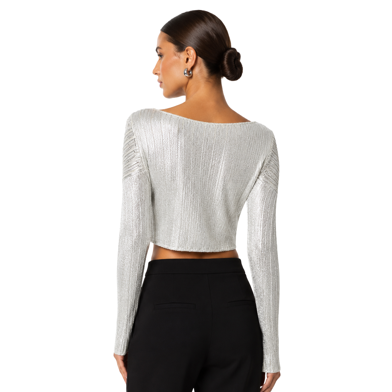 Balmain Cotton Top A Maniche Lunghe Grey — view 2