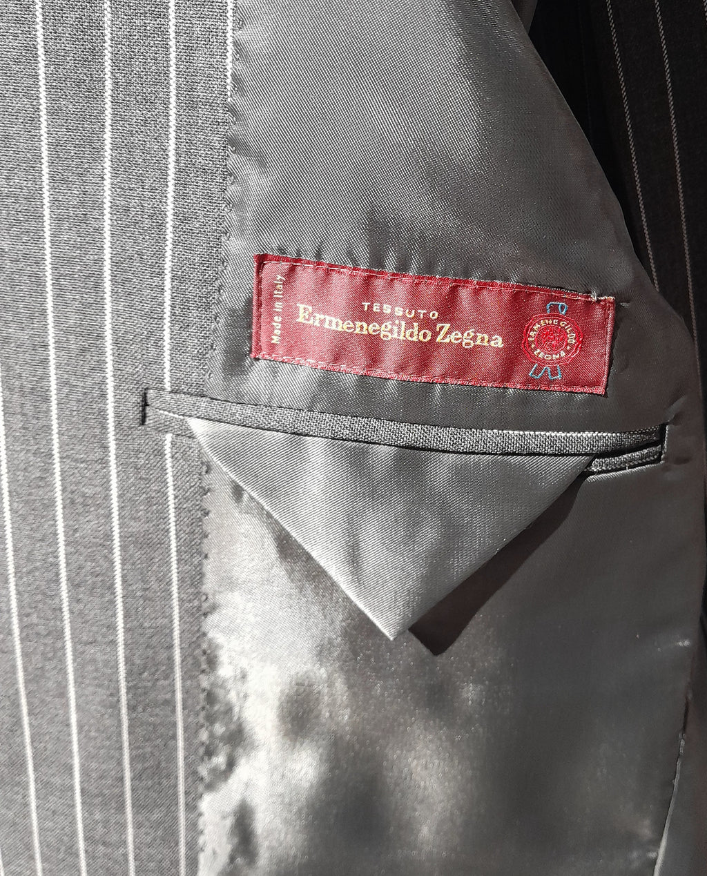 Ermenegildo Zegna Suit Wool Pinstripe Blue — view 3