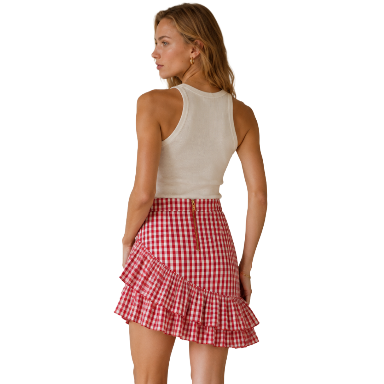 Balmain Skirt Checked Red — view 2