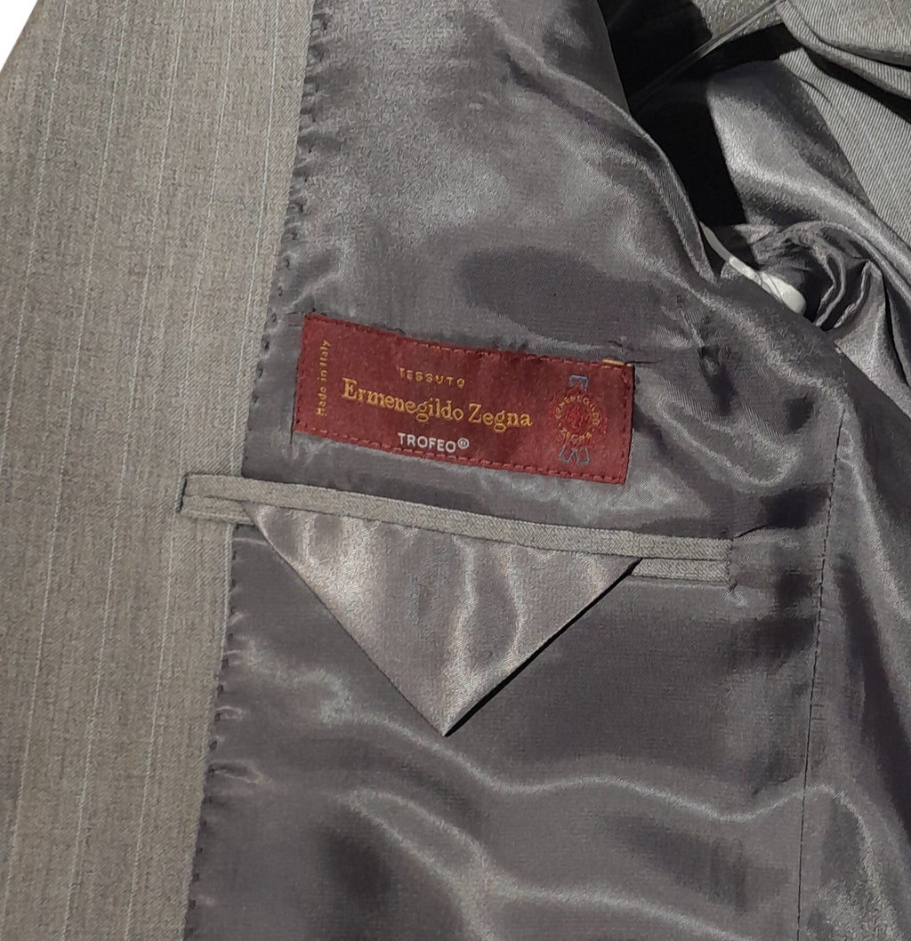 Ermenegildo Zegna Suit Wool Pinstripe Grey — view 3