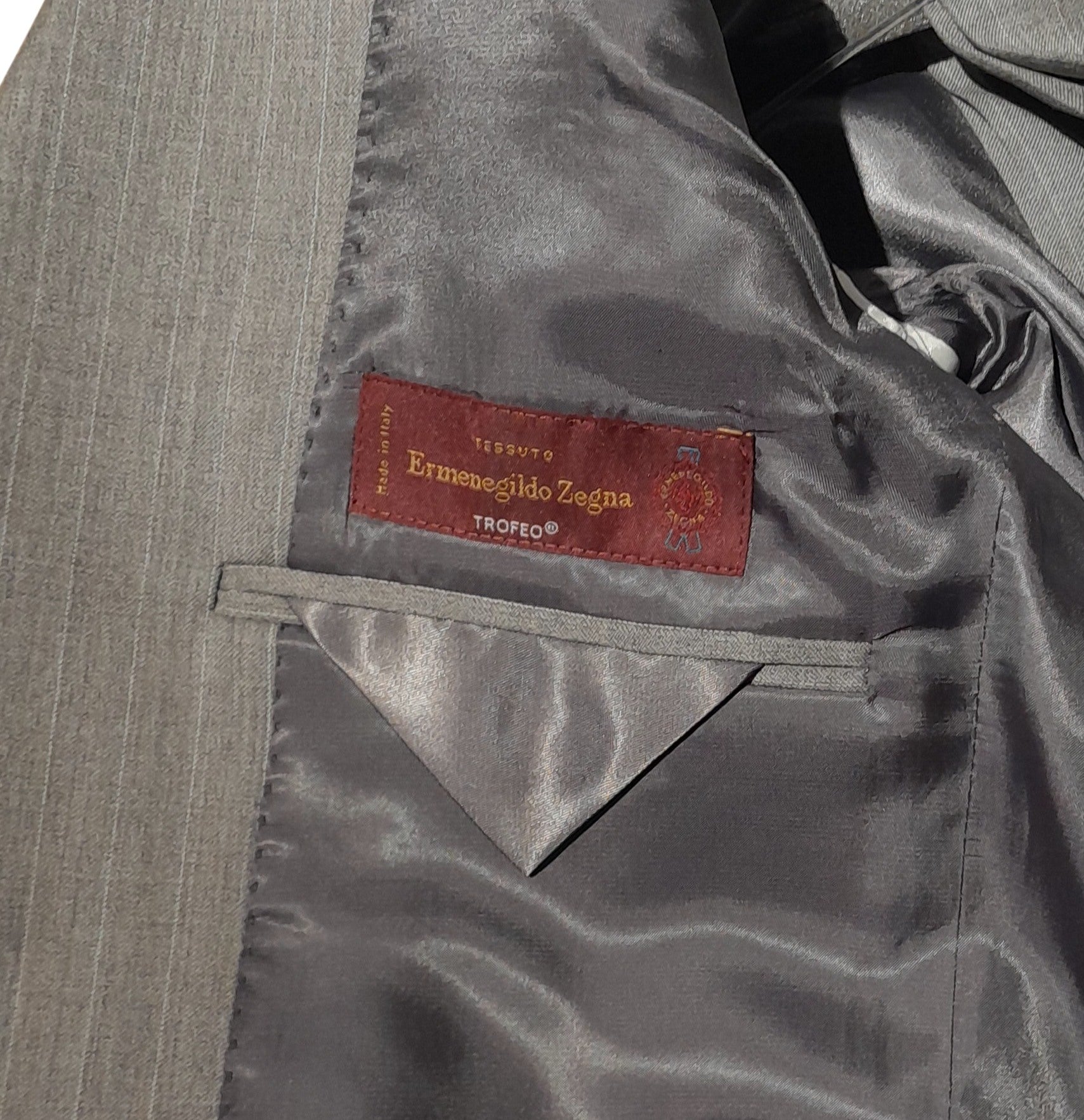 Ermenegildo Zegna Suit Wool Pinstripe Grey — view 3