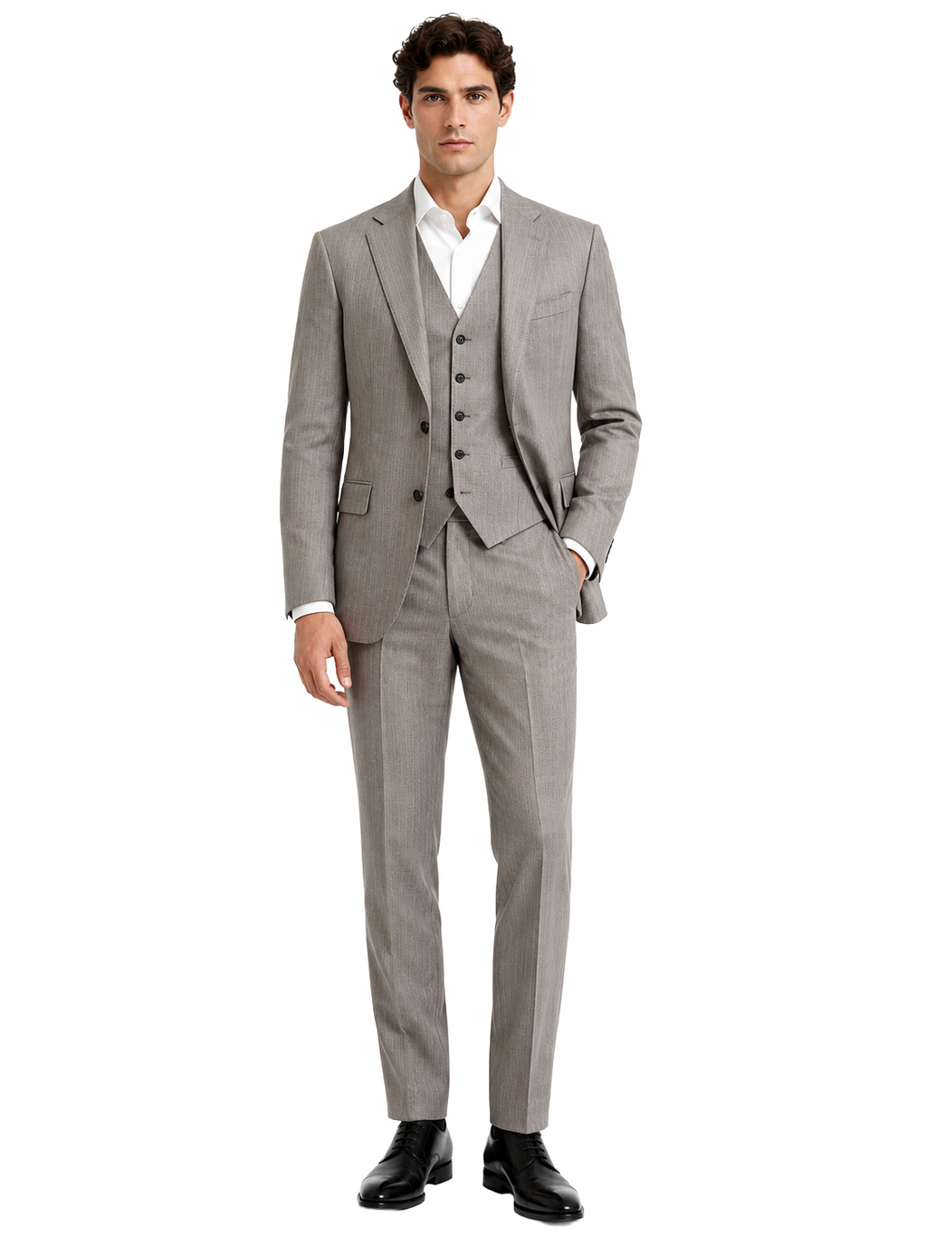 Ermenegildo Zegna Suit Wool Pinstripe Grey