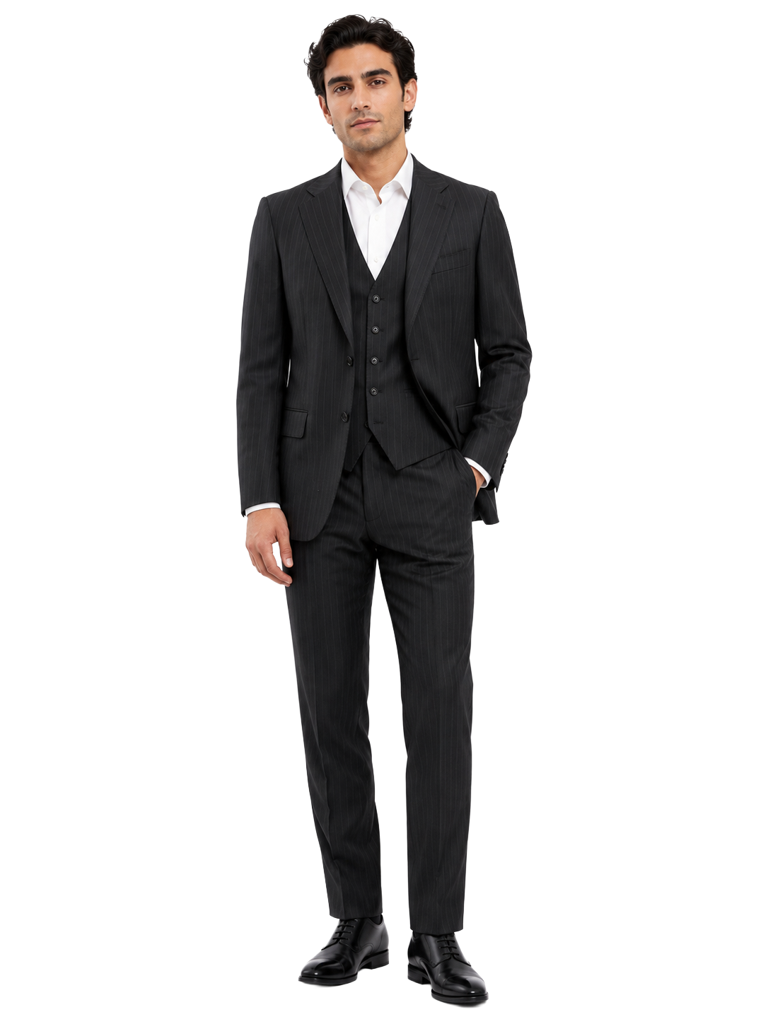 Ermenegildo Zegna Suit Wool Pinstripe Blue
