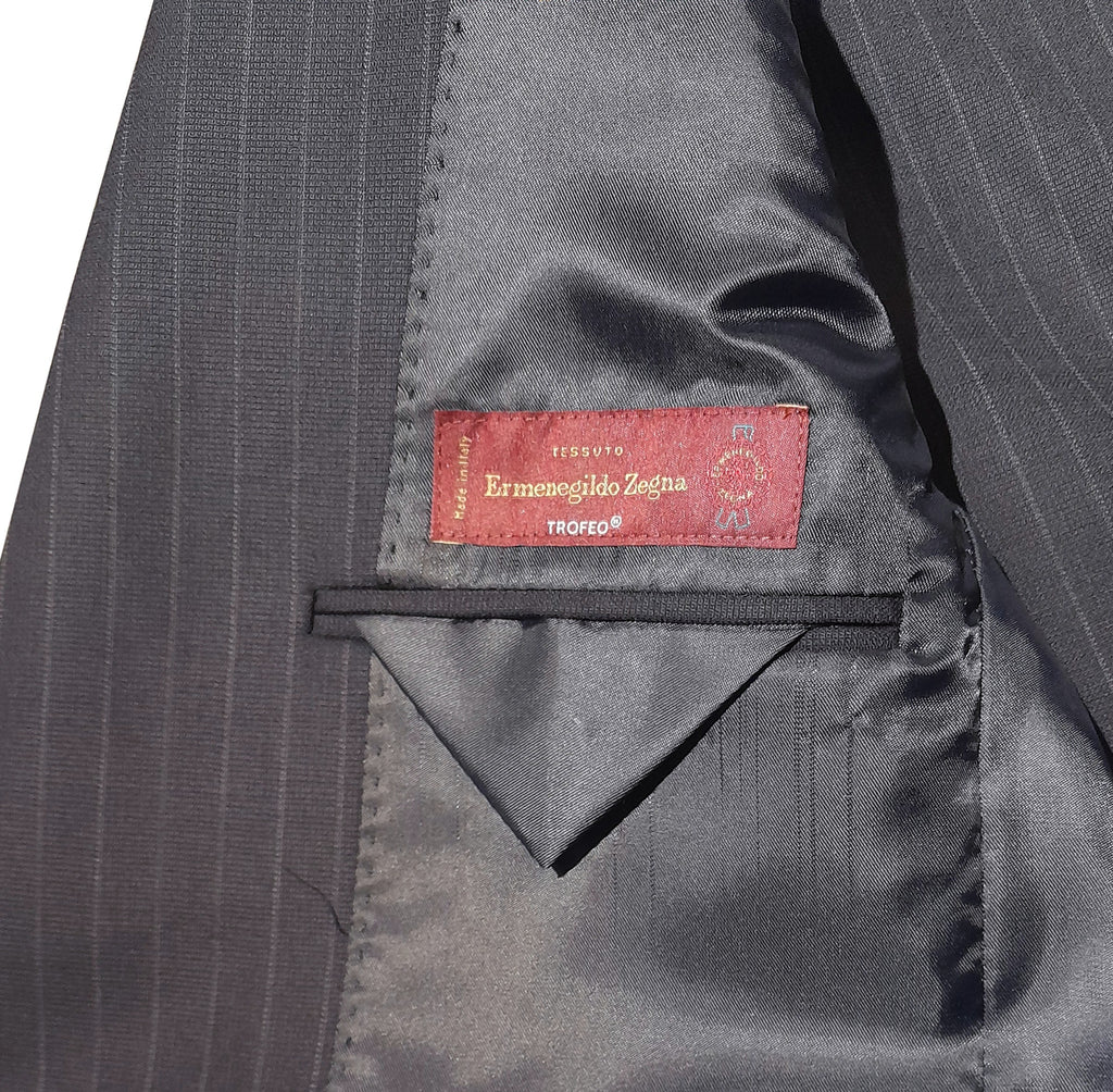 Ermenegildo Zegna Suit Wool Pinstripe Blue — view 3