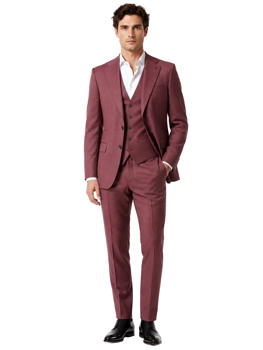 Ermenegildo Zegna Suit Wool Pinstripe Purple