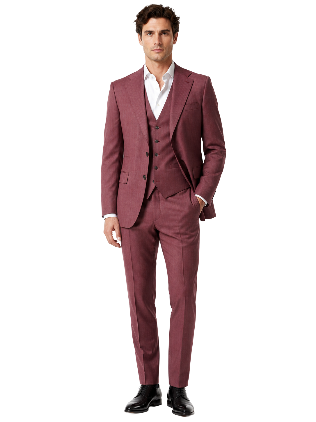 Ermenegildo Zegna Suit Wool Pinstripe Purple