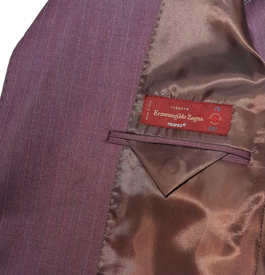 Ermenegildo Zegna Suit Wool Pinstripe Purple — view 3