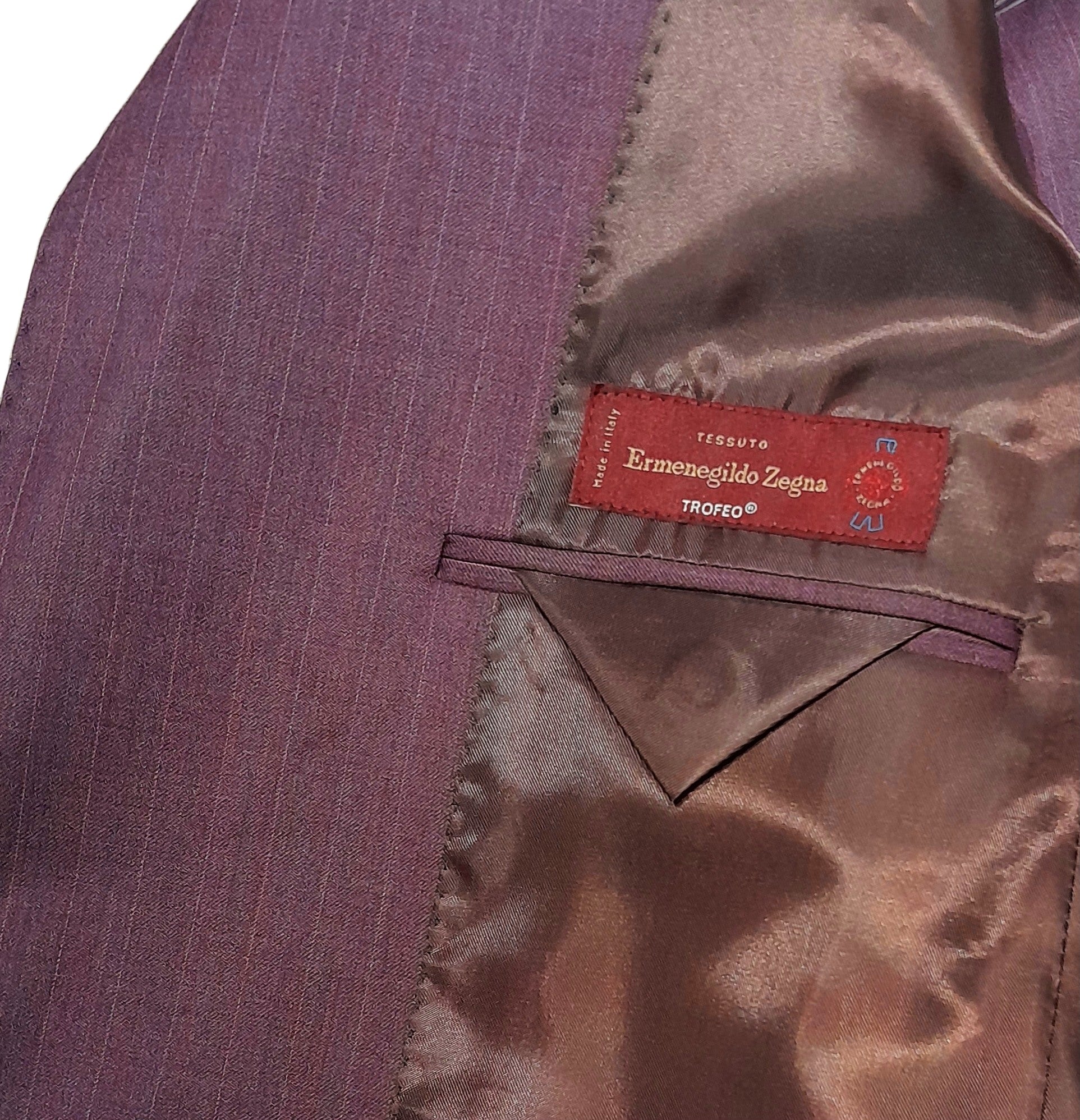 Ermenegildo Zegna Suit Wool Pinstripe Purple — view 3