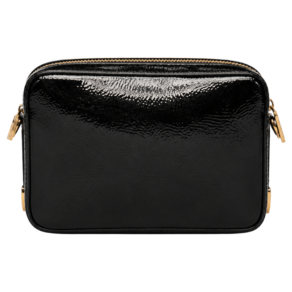 borsa nera con piastra logo