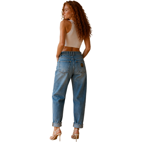 Balmain Woman Jeans Risvolto Blue