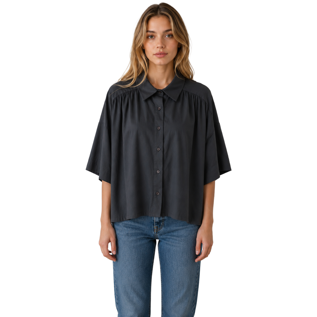 camicia cotone blu