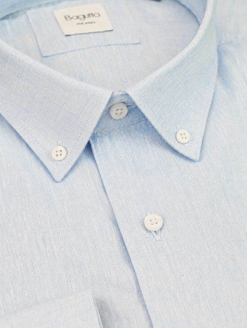 Bagutta Man Shirt Button Down Celeste Light Blue