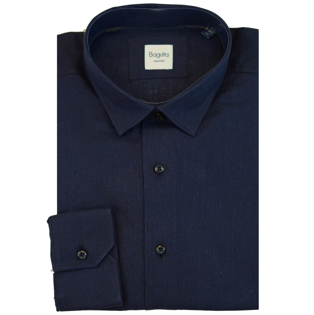 Bagutta Man Shirt Neck Gani Navy Blue