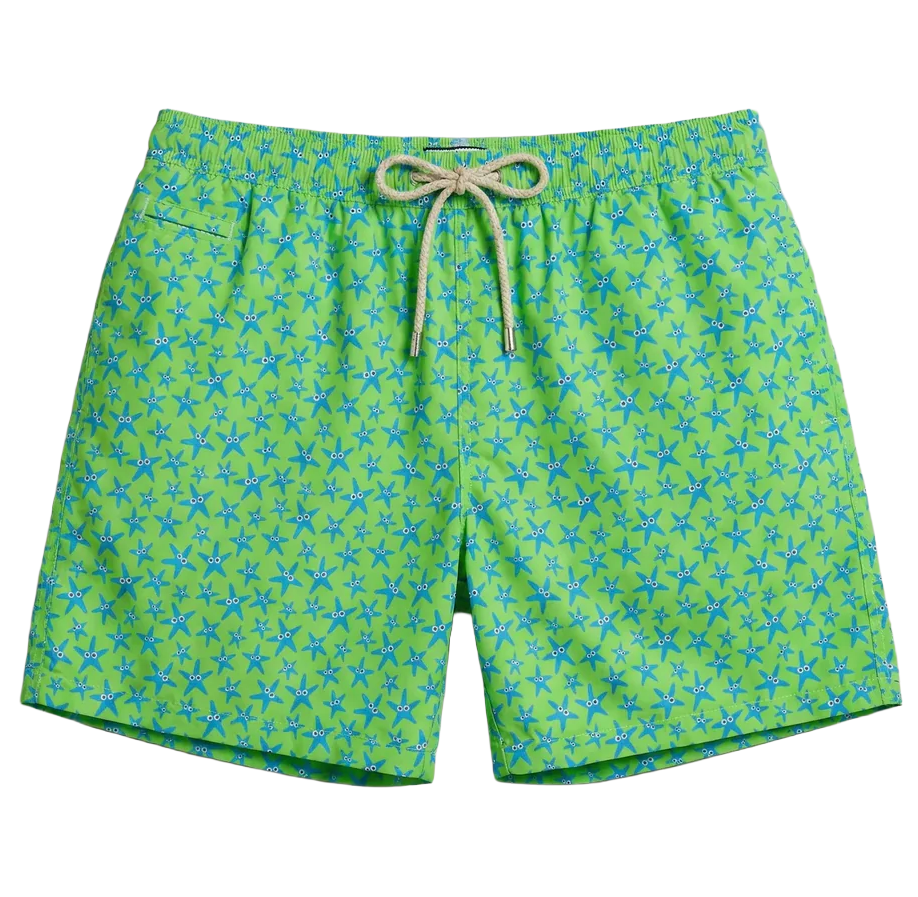MC2 Saint Barth Man Micro Patterned Poster Starfish Swimwear Green