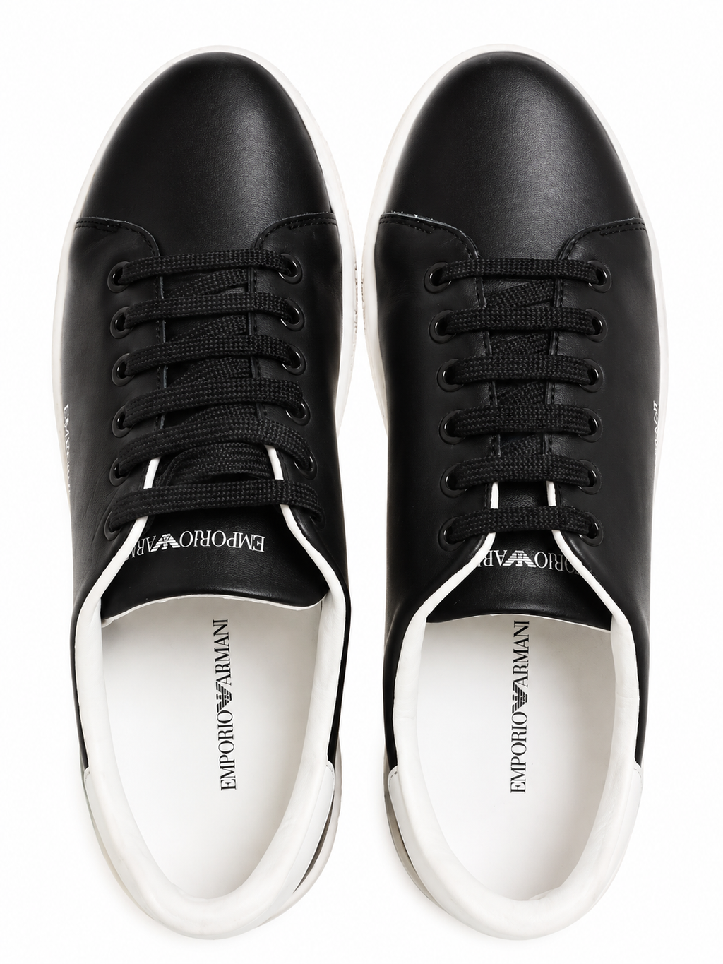 Emporio Armani Woman Sneakers Leather White Black