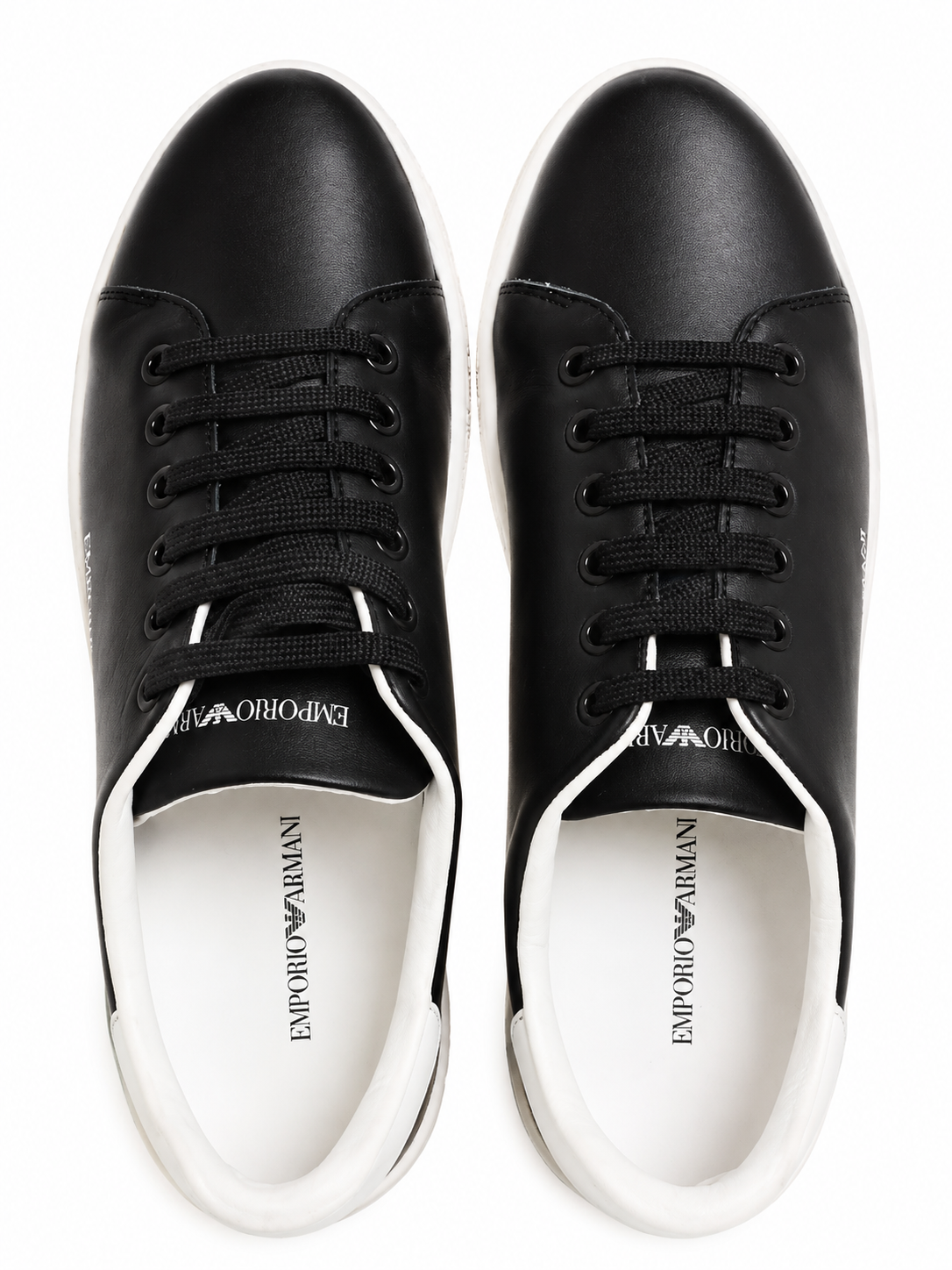 Emporio Armani Woman Sneakers Leather White Black