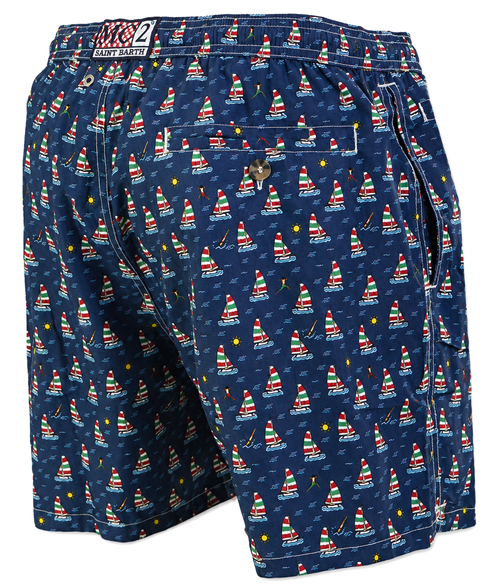MC2 Saint Barth Man Micro Patterned Jump Boat Swimwear Blue