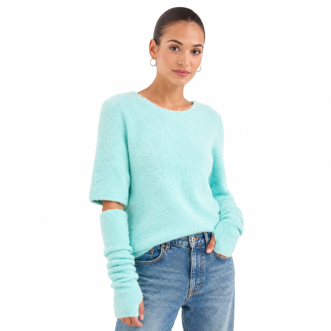 Patrizia Pepe Damen Strick Wasserlilie Hellblau