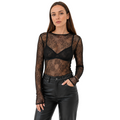 Patrizia Pepe Damen Hemd Semi Transparent Schwarz