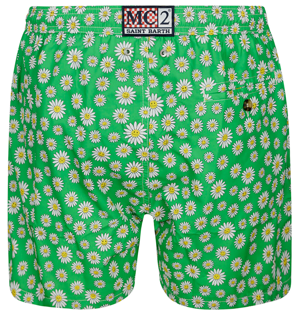 MC2 Saint Barth Man Micro Patterned Daisy Emo Swimwear Green
