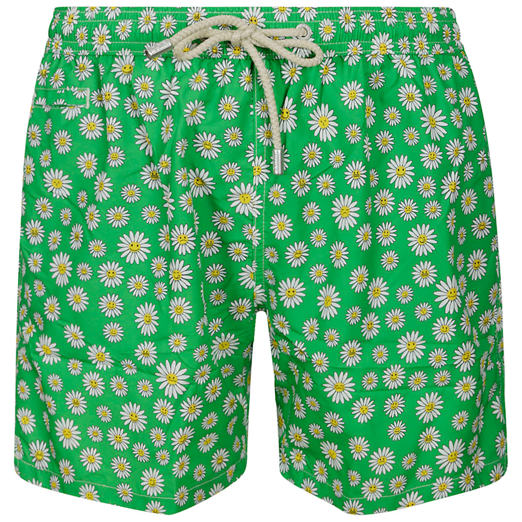 MC2 Saint Barth Man Micro Patterned Daisy Emo Swimwear Green