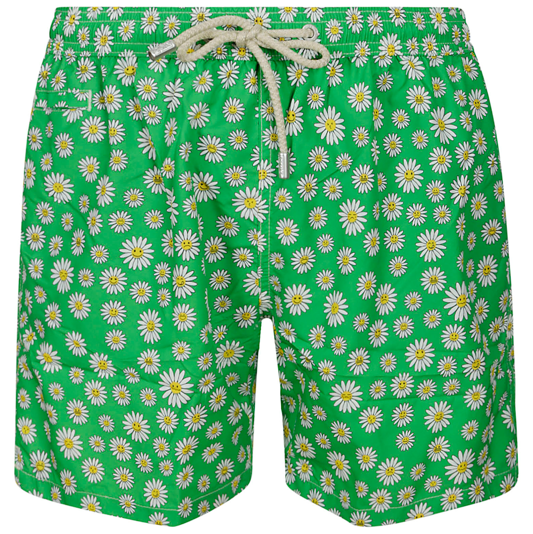 MC2 Saint Barth Man Micro Patterned Daisy Emo Swimwear Green