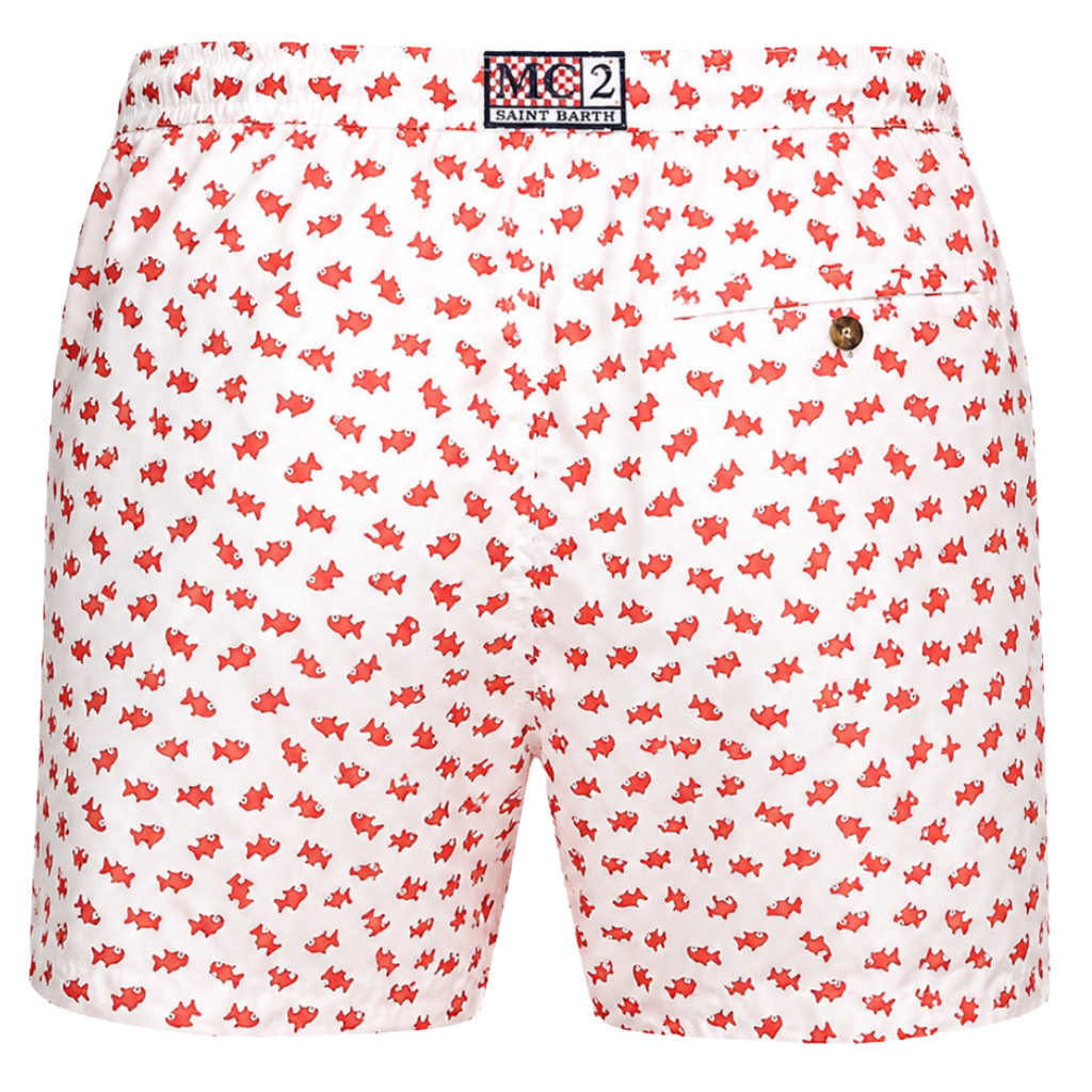 MC2 Saint Barth Man Swimsuit Picture Fish White