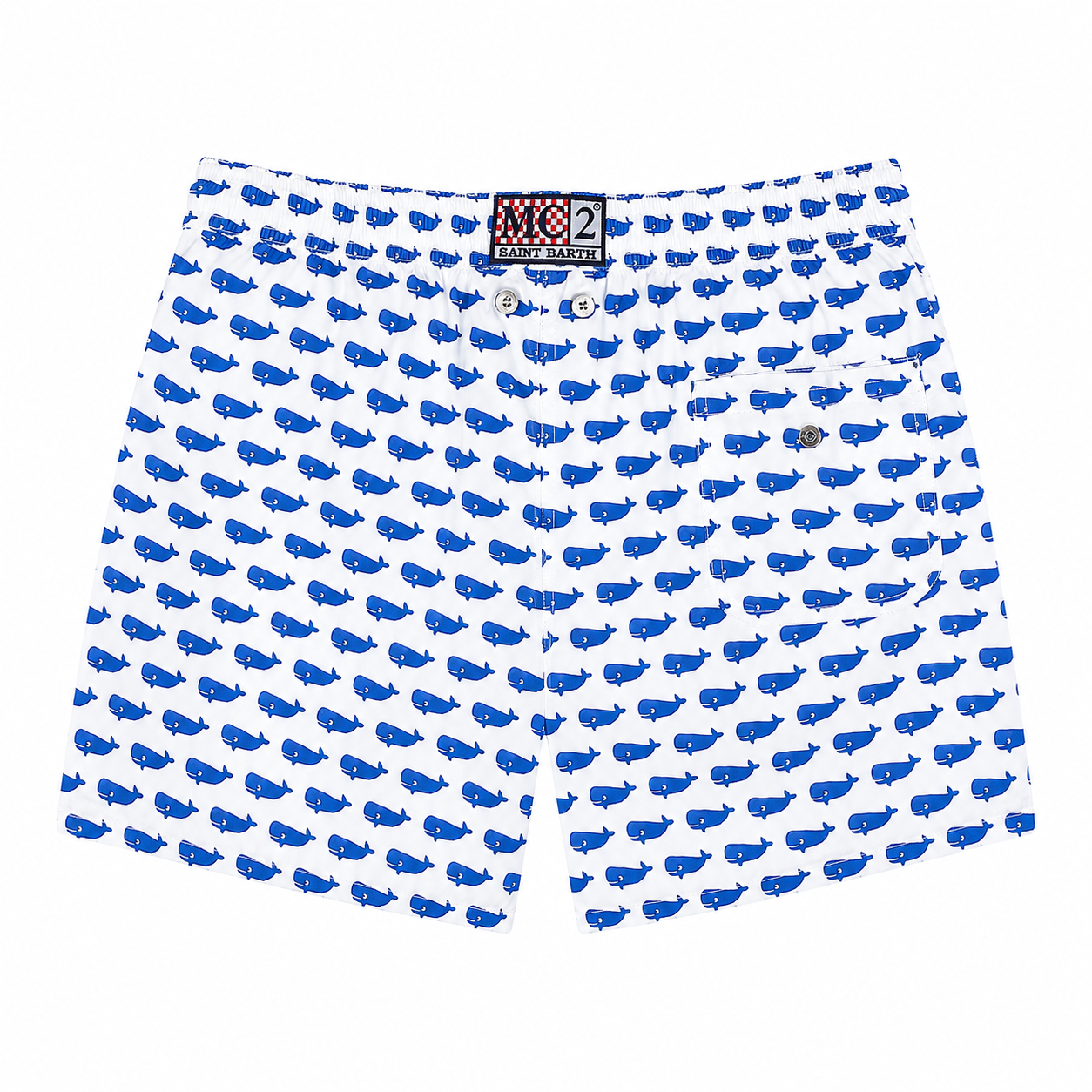 MC2 Saint Barth Man Swimsuit Micro Patterned Whale White