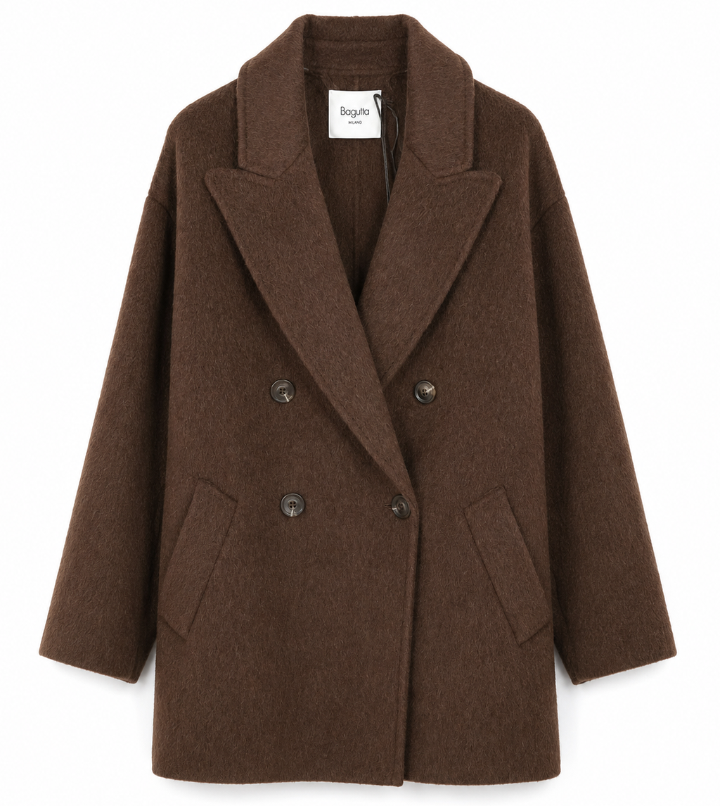 Bagutta Woman Coat Wool Double-Breasted Brown