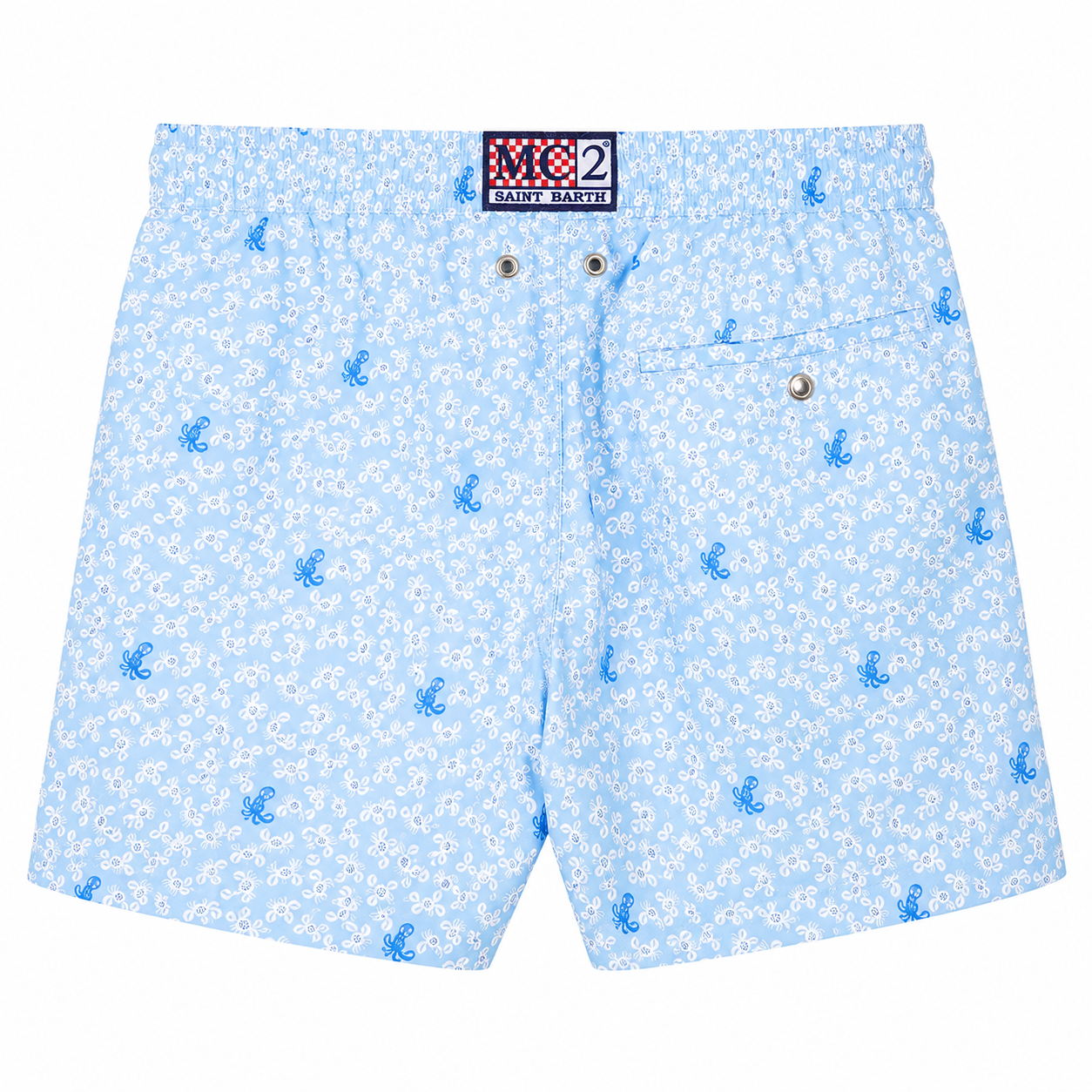 MC2 Saint Barth Man Swimsuit Patterned Granchi Light Blue