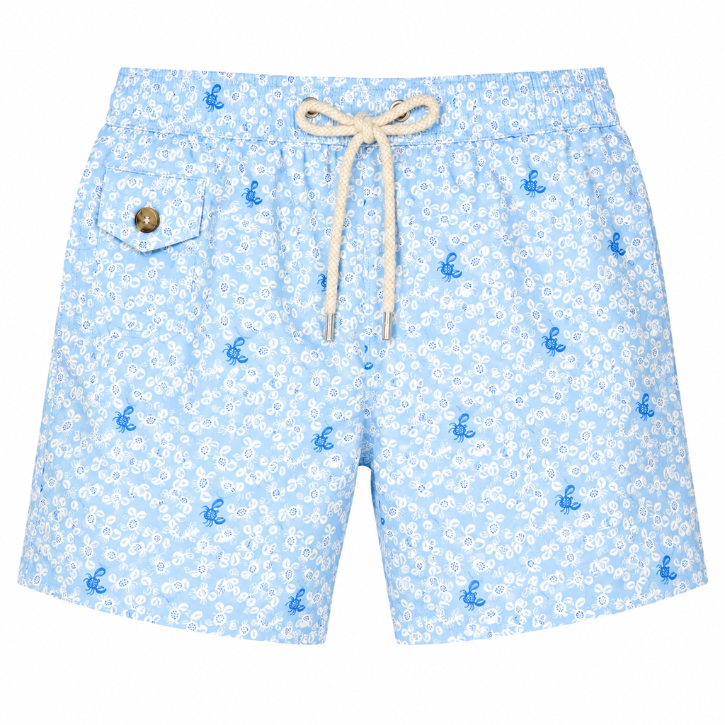MC2 Saint Barth Man Swimsuit Patterned Granchi Light Blue