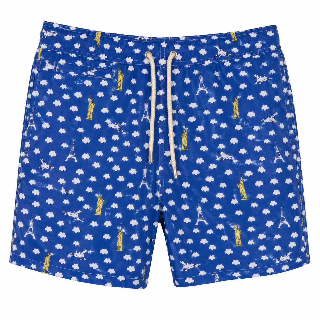 MC2 Saint Barth Man Swimsuit Patterned Concorde Blue