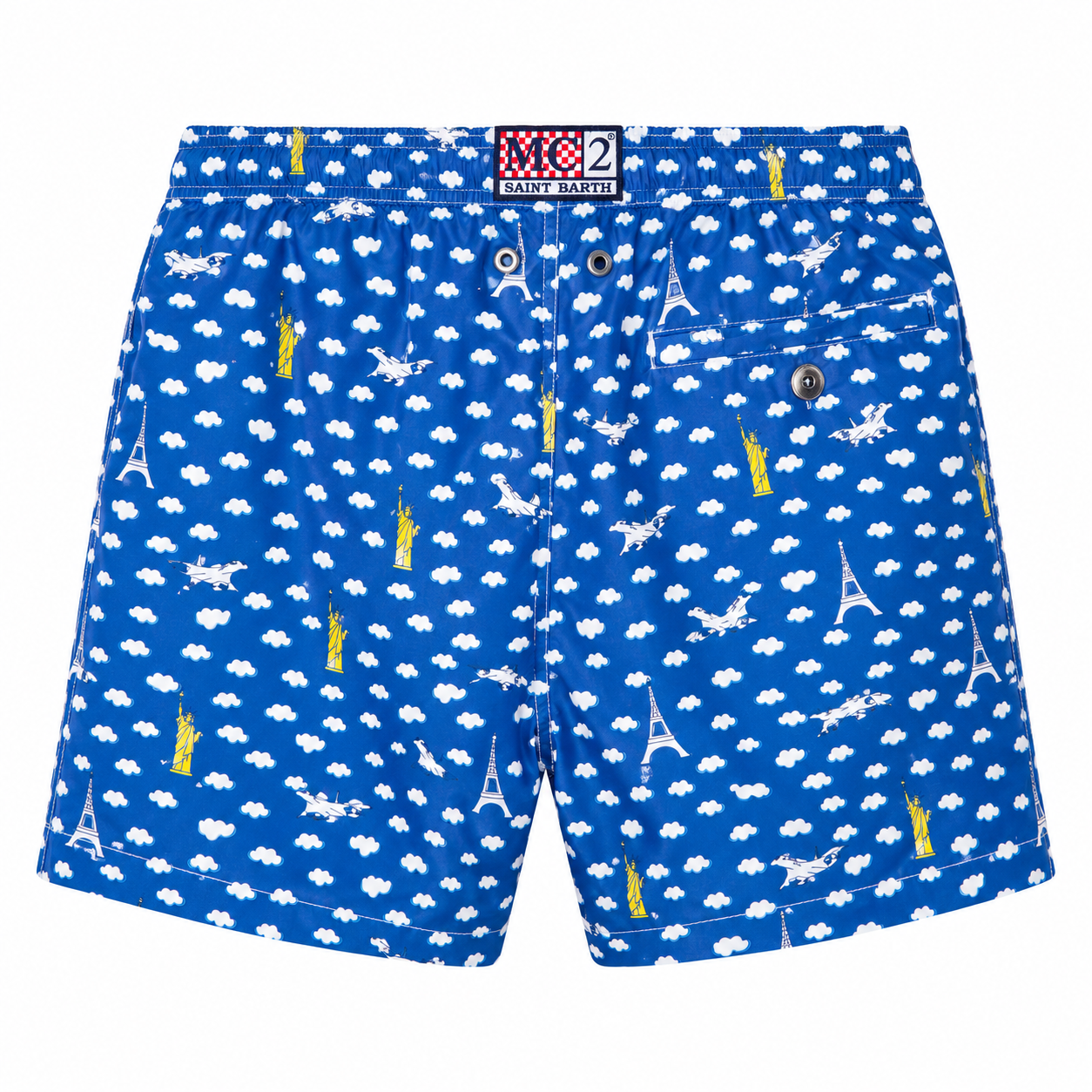 MC2 Saint Barth Man Swimsuit Patterned Concorde Blue