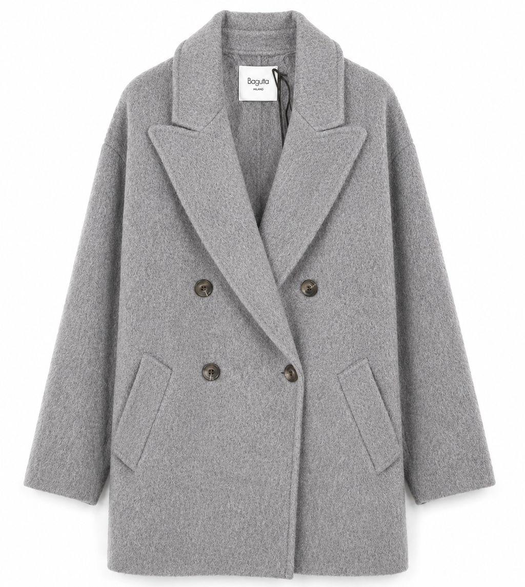 Bagutta Woman Coat Wool Double-Breasted Grey