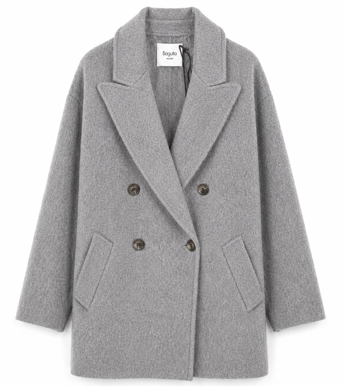 Bagutta Woman Coat Wool Double-Breasted Grey
