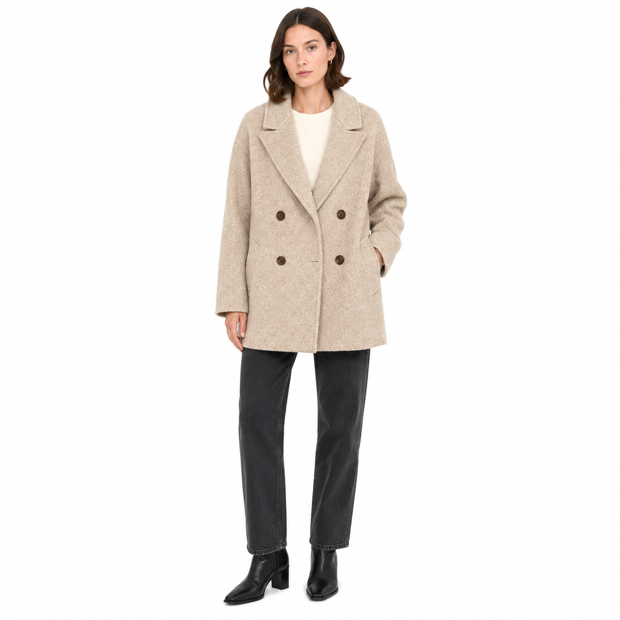 Bagutta Woman Coat Wool Double-Breasted Beige