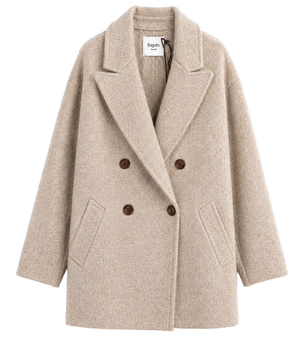 Bagutta Woman Coat Wool Double-Breasted Beige
