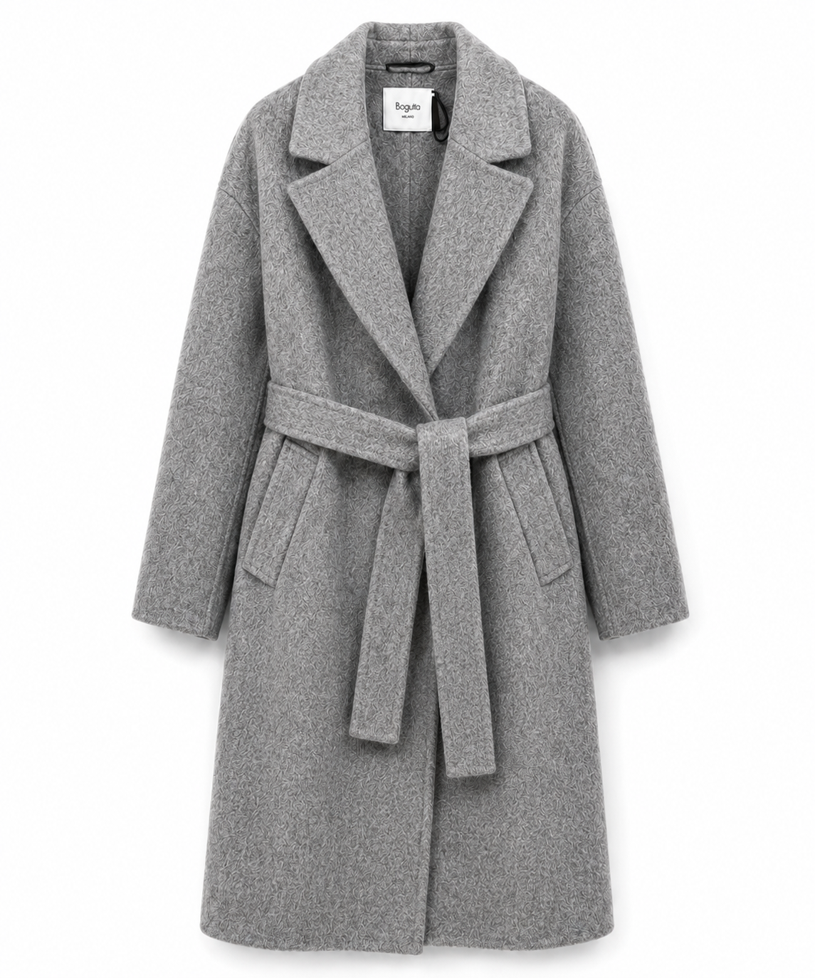 Bagutta Woman Coat Long Wool Belt Grey