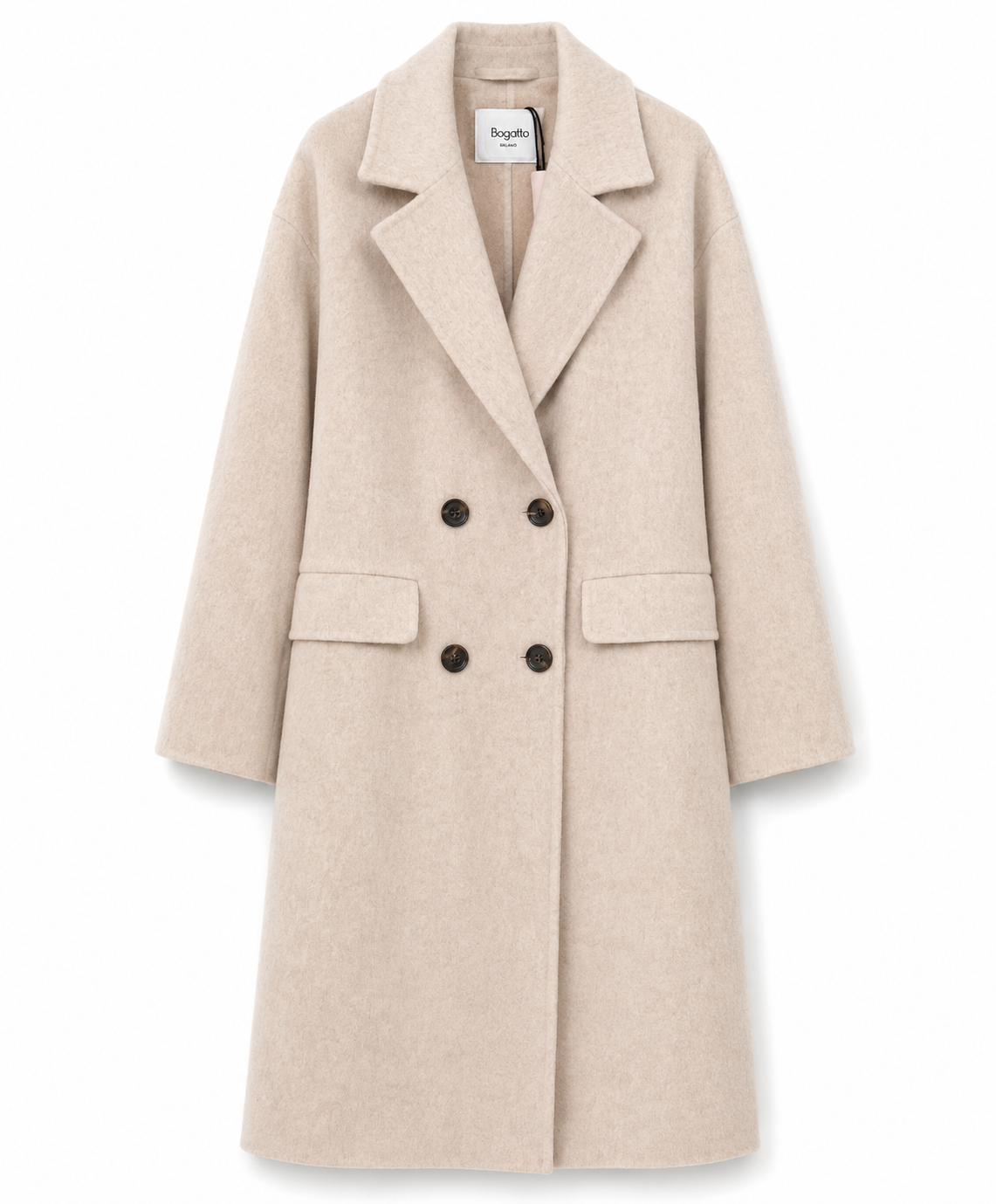 Bagutta Woman Coat Long Wool Double-Breasted Beige