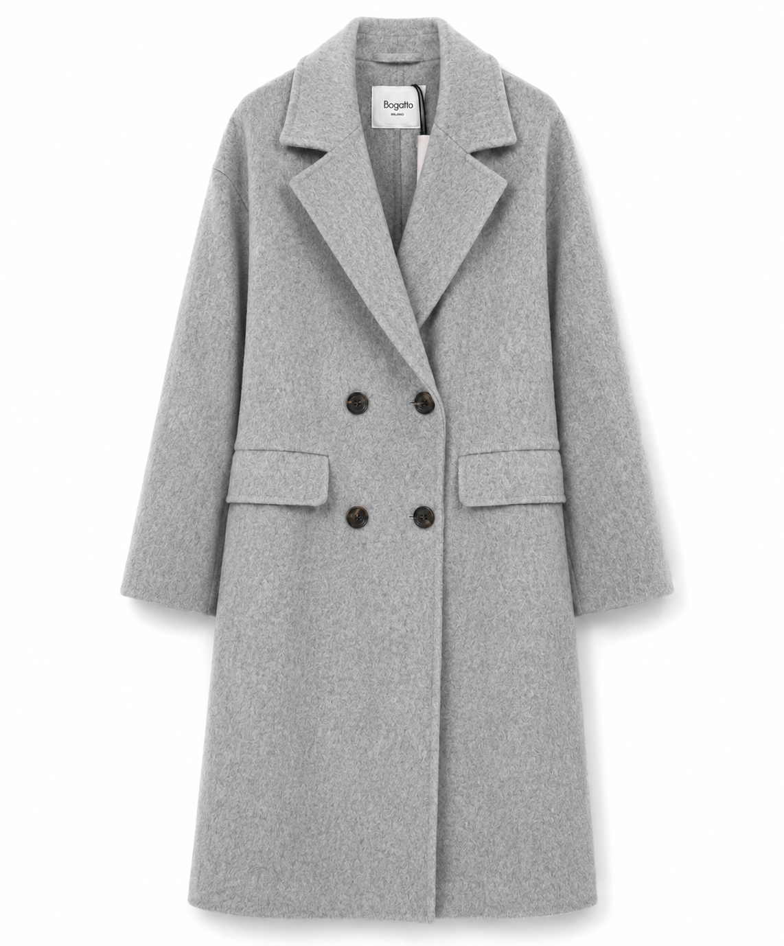 Bagutta Woman Coat Long Wool Double-Breasted Grey