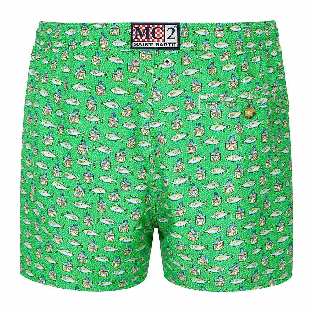 MC2 Saint Barth Man Swimsuit Patterned Tuna Green