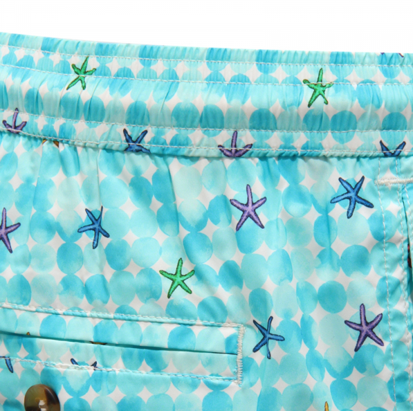 MC2 Saint Barth Man Comfort Light Bubble Star Swimwear Light Blue