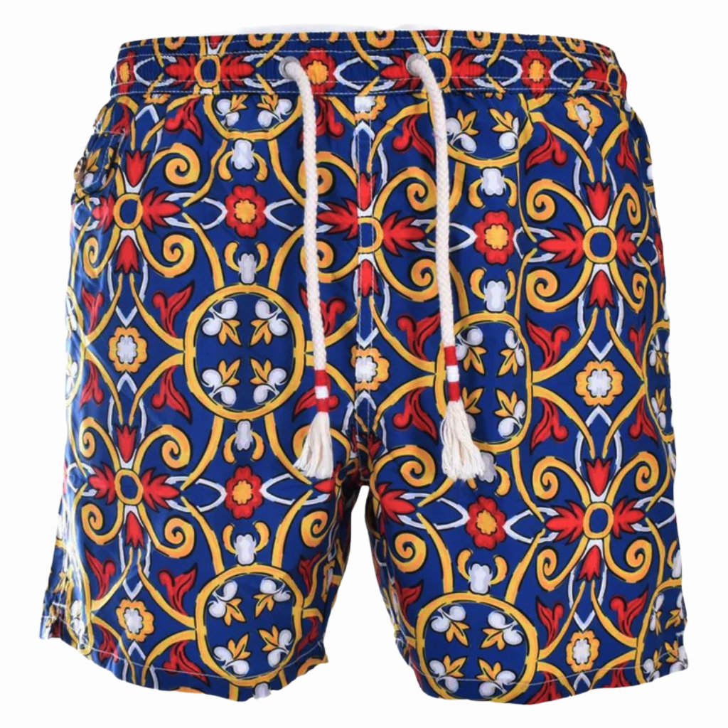 MC2 Saint Barth Man Swimsuit Sicilian Tile Multicolor