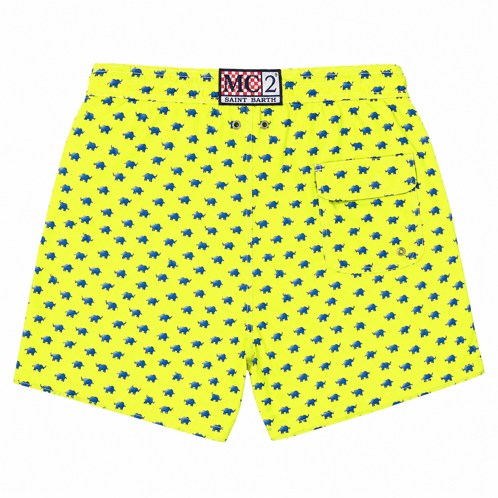 MC2 Saint Barth Man Micro Patterned Elephant Toy Swimwear Yellow
