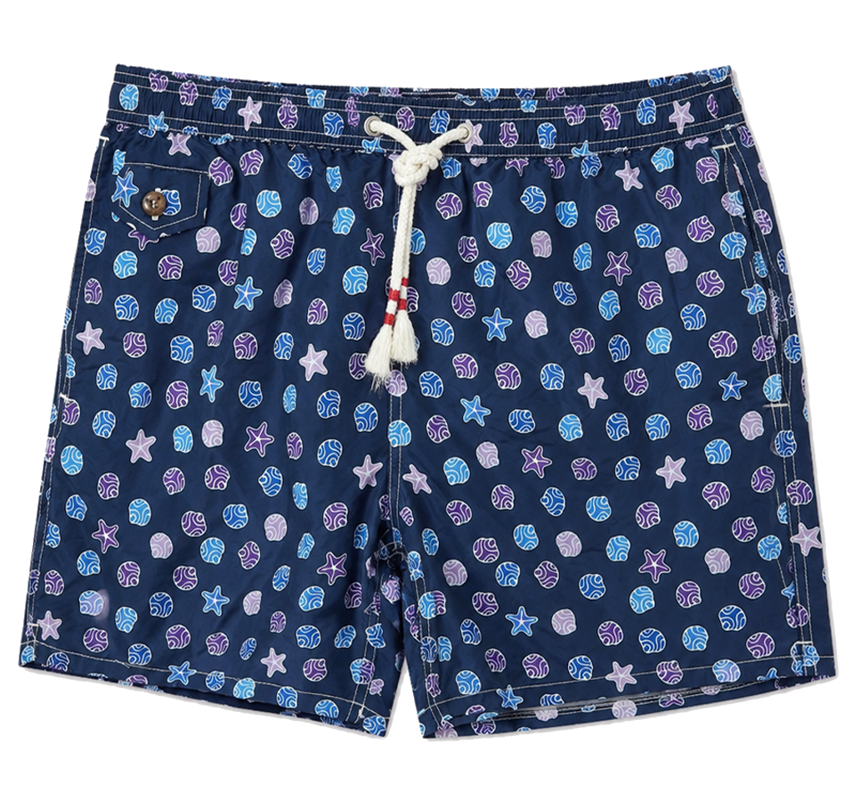 MC2 Saint Barth Man Caprese Ethnic Sea Swimwear Blue